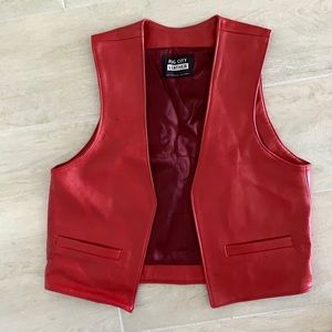Red leather vest -